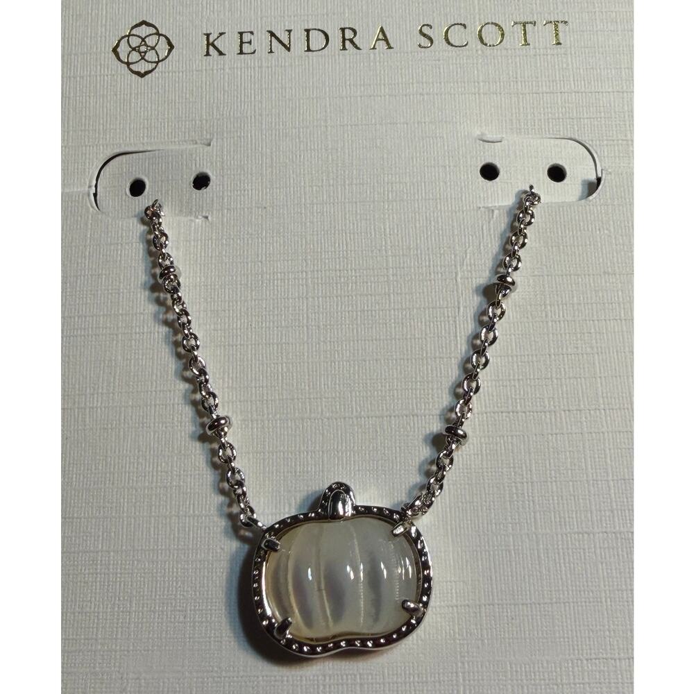 Kendra Scott Silver Ivory Pumpkin Pendant Necklace NWT Fall Seasonal Jewelry